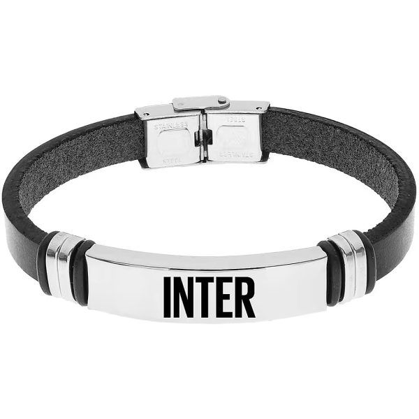 BRACCIALE SQUADRA B-IB009ULN UFFICIALE INTER CUOIO E ACCIAIO