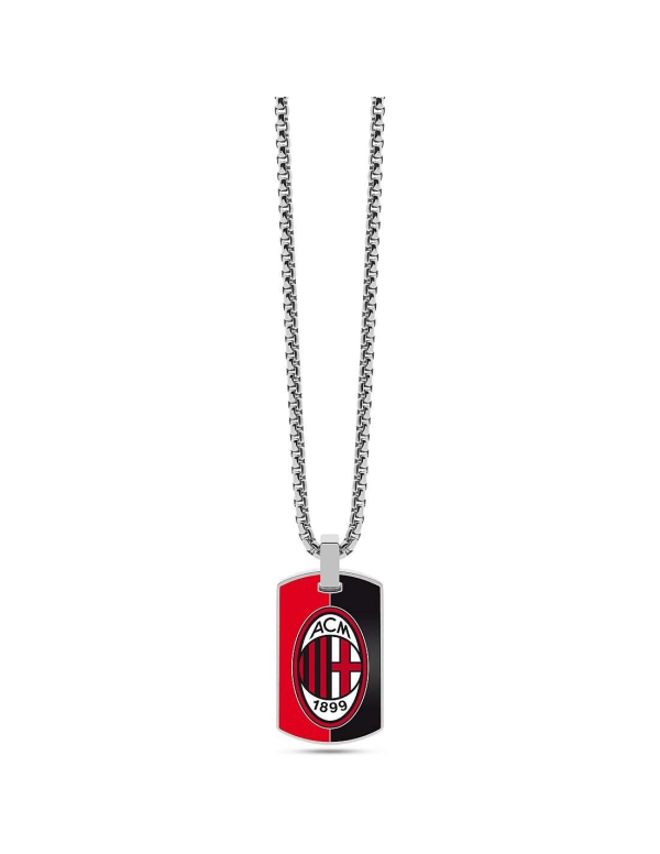 COLLANA PIASTRINA MILAN OFFICIAL B-MC011UAR ACCIAIO E SMALTO