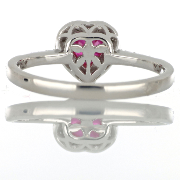 ANELLO GEMORO A CUORE ORO BIANCO 18KT E RUBINO NATURALE AC431BIA.RB