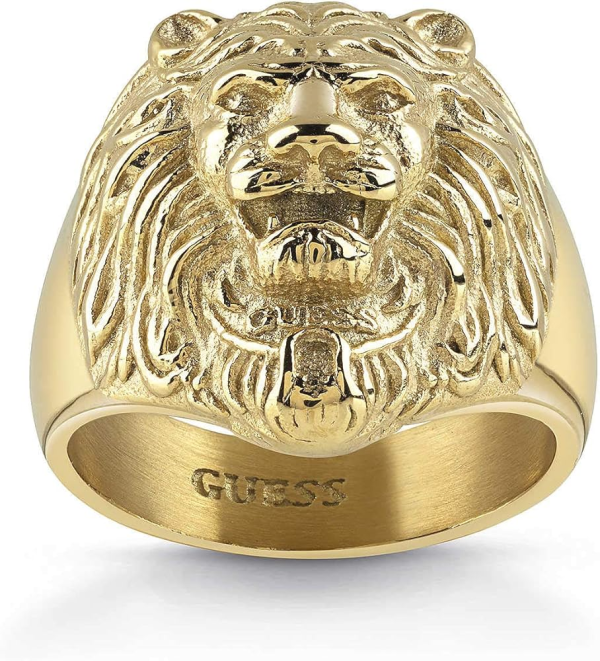 GUESS JUMR01 307JW YG 66  ANELLO LION KING ACCIAIO IP GOLD