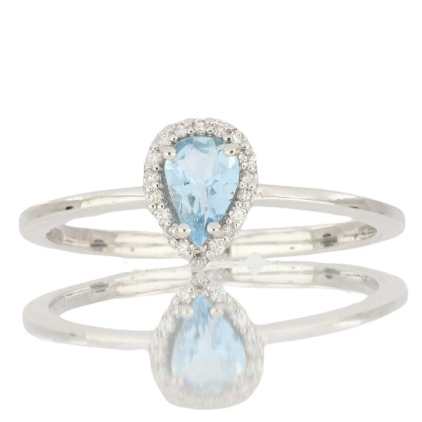ANELLO GEMORO ORO BIANCO 18KT ACQUAMARINA E DIAMANTI AM229BIA