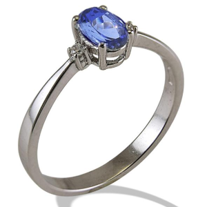 ANELLO GEMORO ORO BIANCO 18KT TANZANITE E DIAMANTI AC375BIA.TZ