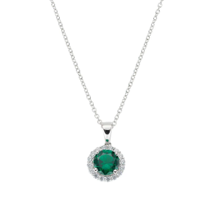 AMEN COLLANA CLLUBOBBVZ DIAMOND ZIRCONE TONDO VERDE