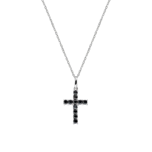 COLLANA AMEN RODIOCROCE E ZIRCONI NERI CRBNO2